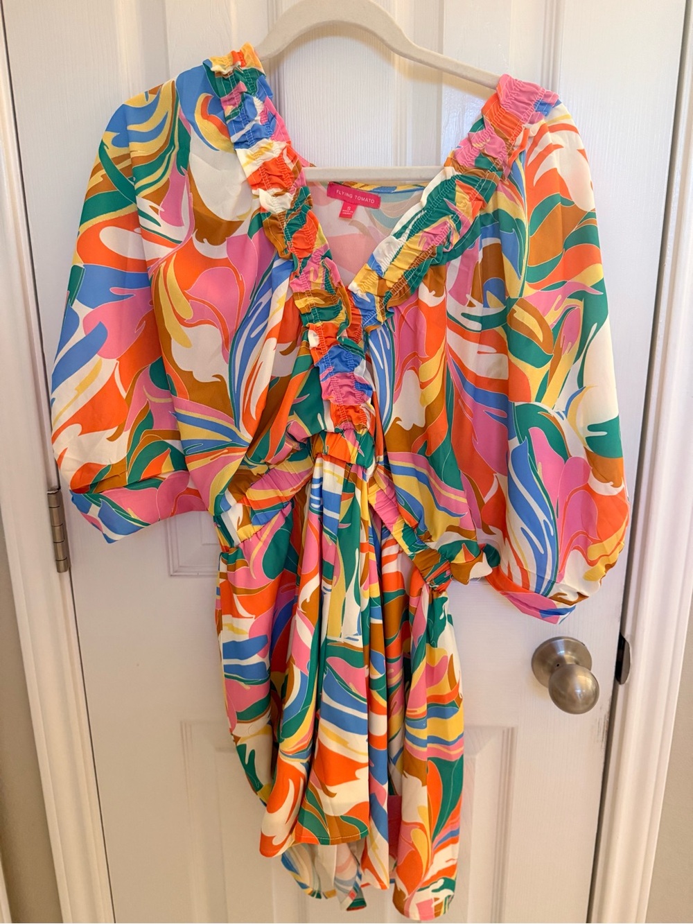 Bright Multi-Color Ruffled V-Neck ROMPER